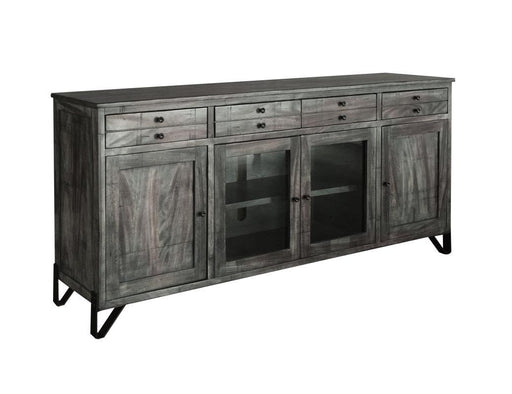 International Furniture Direct Moro 80-inch TV stand with four drawers, two doors, and two glass doors for stylish storage.