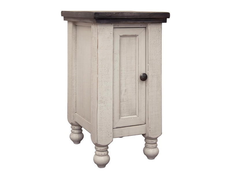 Stone 1 Door End Table by International Furniture Direct featuring a single door and a natural stone finish.