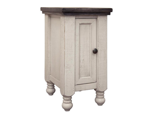 Stone 1 Door End Table by International Furniture Direct featuring a single door and a natural stone finish.