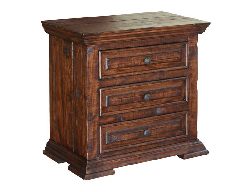 Terra 3 Drawer Nightstand by International Furniture Direct showing a wooden nightstand with three drawers and rustic finish.