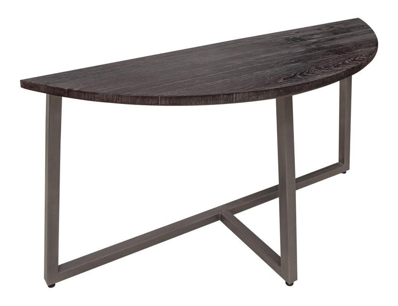 International Furniture Direct Choiba sofa table with rustic wood finish and sleek top, ideal for living room decor.