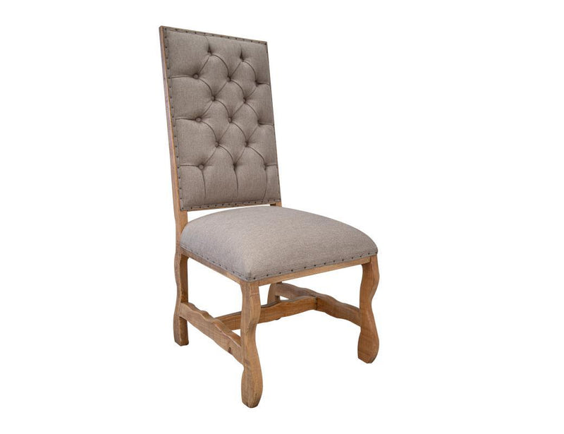 Tufted backrest chair by International Furniture Direct, featuring a stylish, cushioned seat and elegant wooden legs.