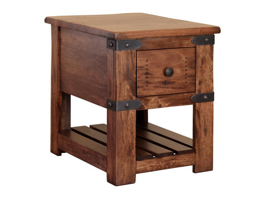 Parota wood end table with one drawer from International Furniture Direct, featuring a natural finish and simple design.
