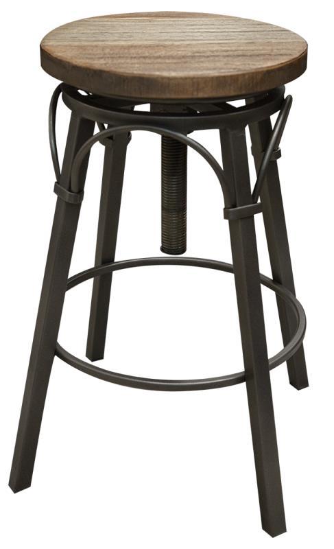 Adjustable Marquez 24-30 inch swivel barstool with wooden seat and straight legs by International Furniture Direct.