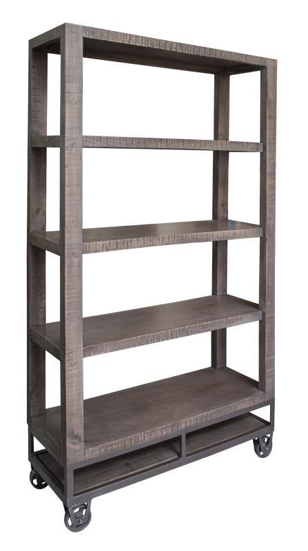 Gray 70-inch bookcase by International Furniture Direct with multiple shelves for storage and display.