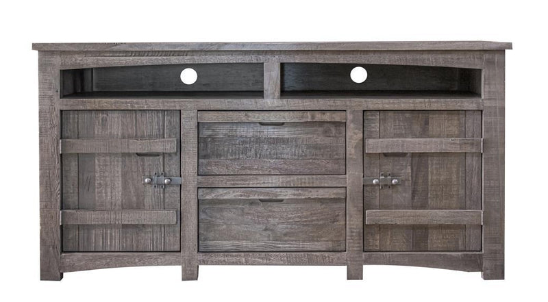 San Antonio 70-inch TV stand by International Furniture Direct with wood finish and storage compartments for entertainment essentials.