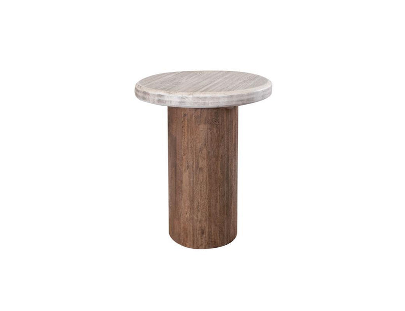 Sahara end table by International Furniture Direct featuring a rustic wooden surface and sturdy legs for living room decor.