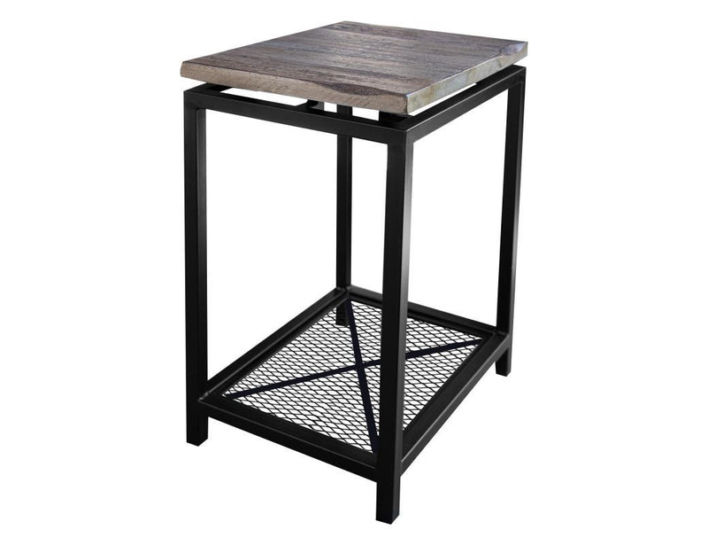 Blacksmith end table with shelf from International Furniture Direct, featuring a black finish and modern design.