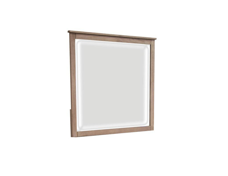 Natural Parota wood mirror from International Furniture Direct showing a rectangular frame with a polished finish.
