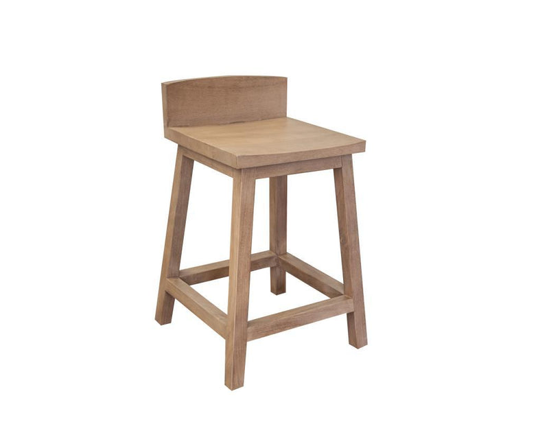 Natural Parota wooden barstool from International Furniture Direct with a 24-inch height and rustic design.