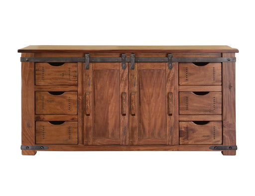Parota 60-inch TV stand by International Furniture Direct with 6 drawers, 2 doors, and 2 open shelves for TV and media storage