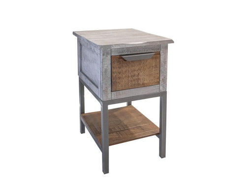 Mita 1 Drawer Chair Side End Table by International Furniture Direct with wooden finish and single drawer for living room use
