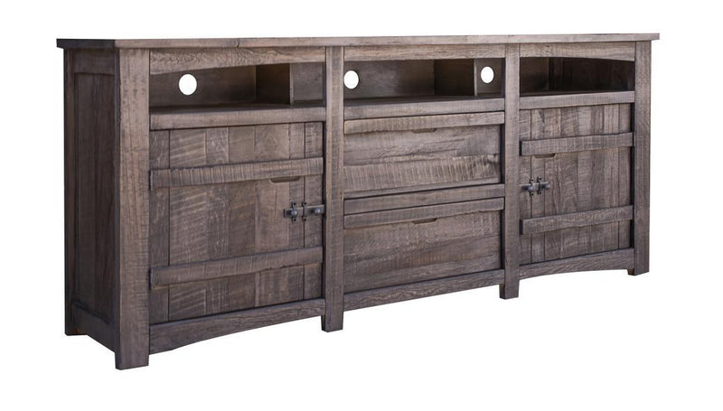 Modern San Antonio 80-inch TV stand by International Furniture Direct with open shelving and ample storage space.