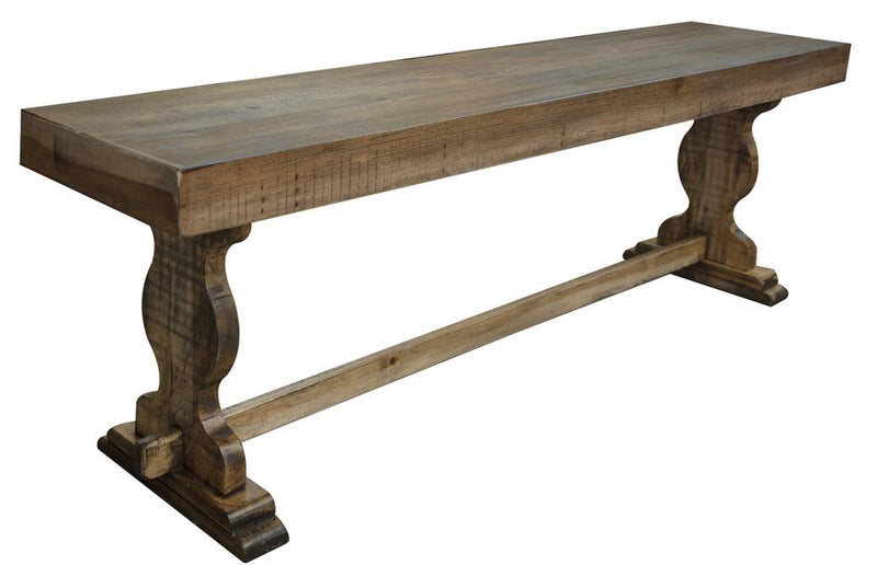 Wooden bench by International Furniture Direct, 24-inch Marquez model, featuring a sturdy wood design and classic craftsmanship.