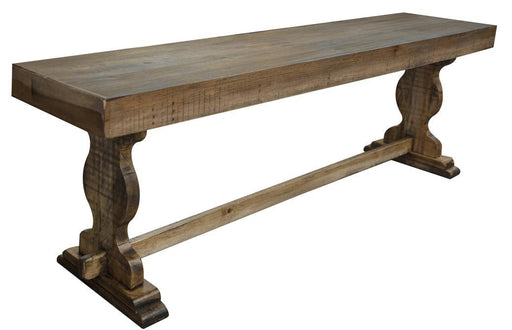 Wooden bench by International Furniture Direct, 24-inch Marquez model, featuring a sturdy wood design and classic craftsmanship.