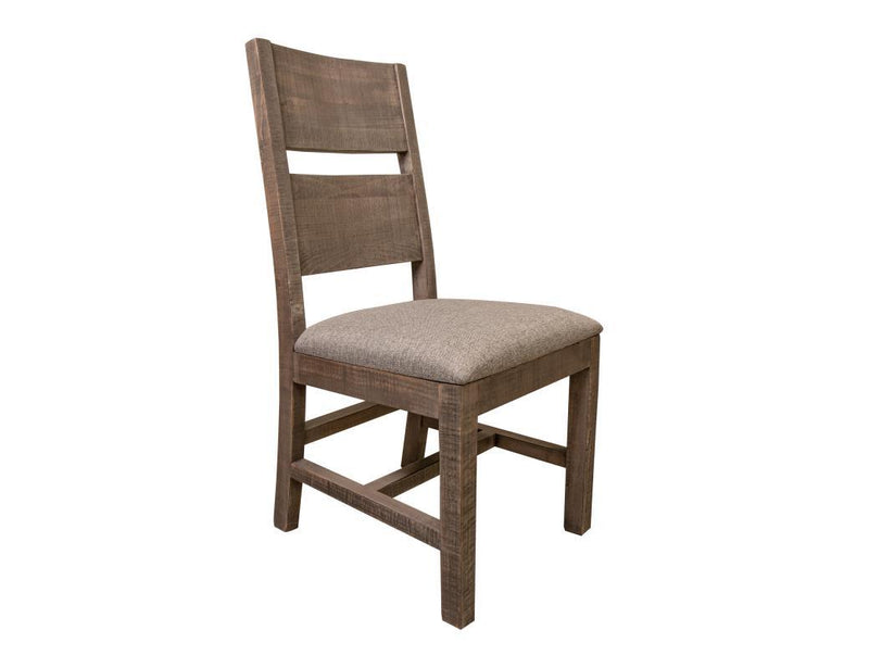 Marble and solid wood chair with gray fabric seat by International Furniture Direct, showcasing a modern and elegant design.