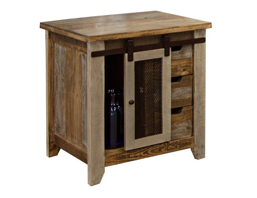 Antique multicolor end table with 3 drawers and 1 door from International Furniture Direct, showcasing a vintage wooden design.