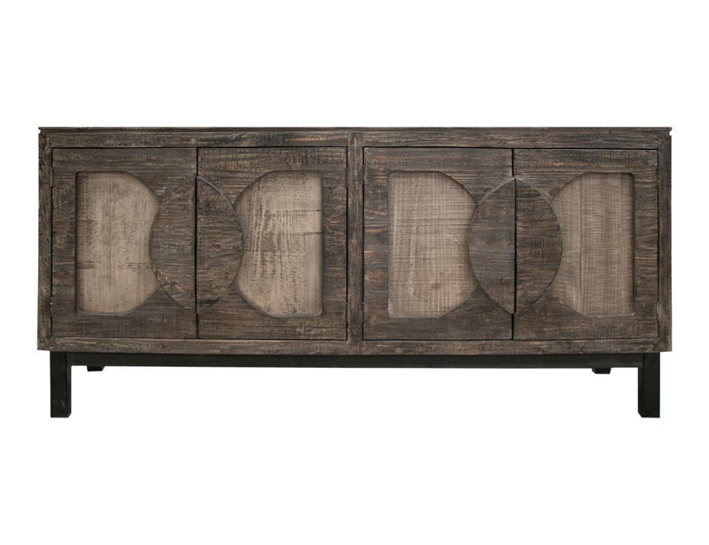 Cosalá 4-door console by International Furniture Direct with a warm brown finish, featuring a sturdy wooden design and spacious storage.