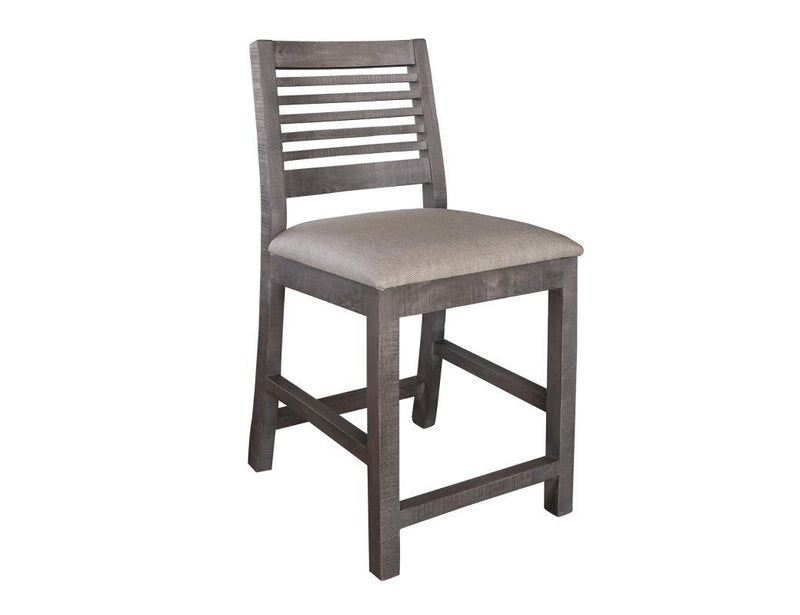 Stone Ladder Backrest 24-inch barstool from International Furniture Direct with wooden legs and ladder-back design.