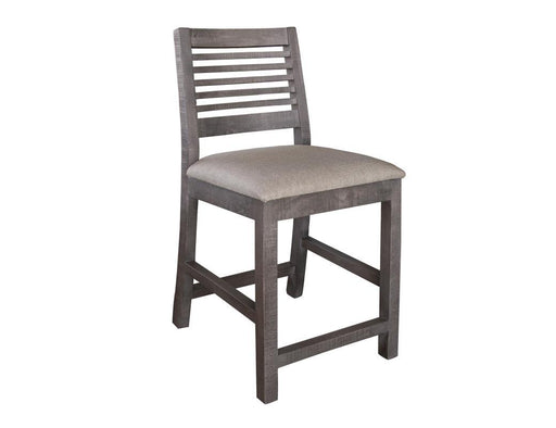 Stone Ladder Backrest 24-inch barstool from International Furniture Direct with wooden legs and ladder-back design.