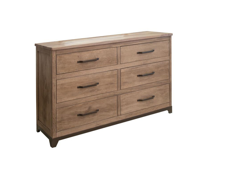 Natural Parota wood dresser with six drawers from International Furniture Direct, showcasing its elegant design and rich wood grain.