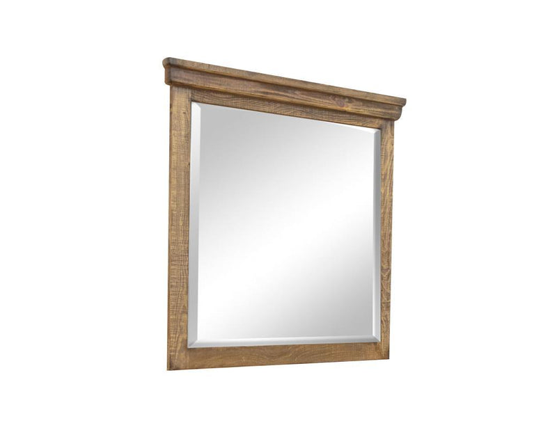 Montana Mirror by International Furniture Direct showing a large, stylish wooden mirror with a natural finish and modern frame.