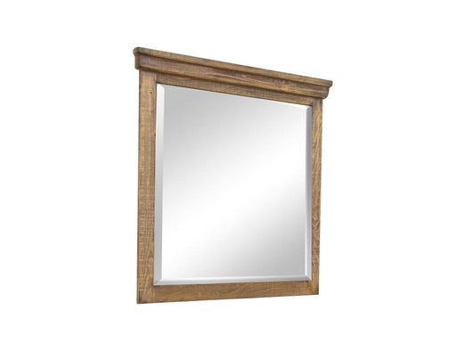 Montana Mirror by International Furniture Direct showing a large, stylish wooden mirror with a natural finish and modern frame.
