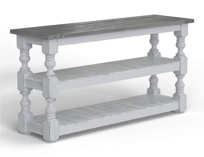 Stone sofa table by International Furniture Direct with a rectangular top and sturdy base, ideal for living room decor.