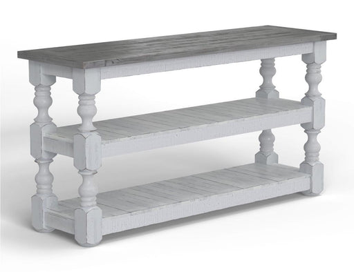 Stone sofa table by International Furniture Direct with a rectangular top and sturdy base, ideal for living room decor.