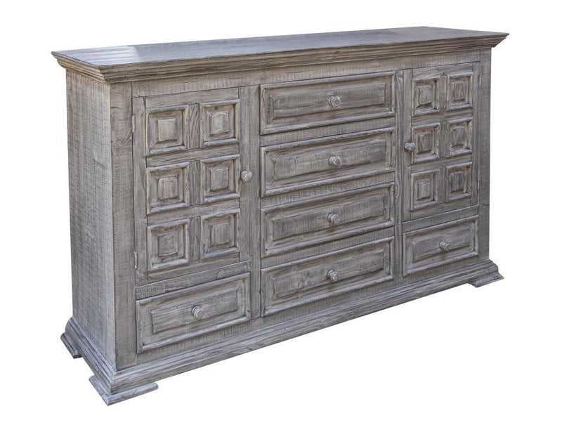Terra Gray 6-drawer and 2-door dresser by International Furniture Direct, showcasing a stylish storage solution with a modern finish.
