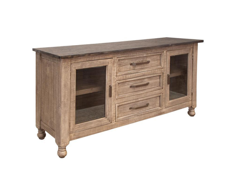Natural stone finish buffet with 3 drawers and 2 doors from International Furniture Direct, showcasing durable wood construction.