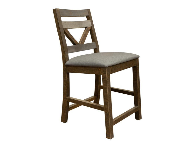 Loft Brown 24-inch barstool by International Furniture Direct with wooden seat and sturdy metal legs.
