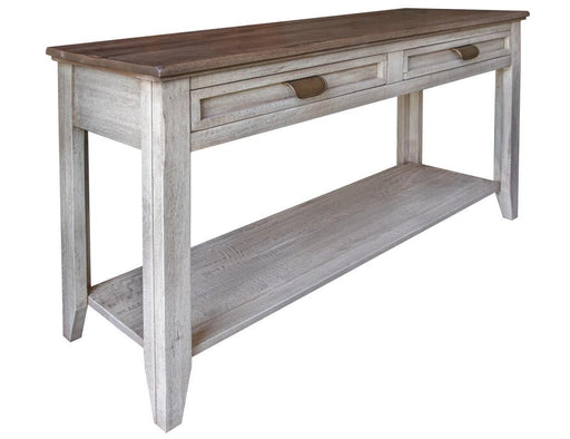 Sahara 2-drawer sofa table with shelf by International Furniture Direct, featuring wood finish and modern design for living room decor.