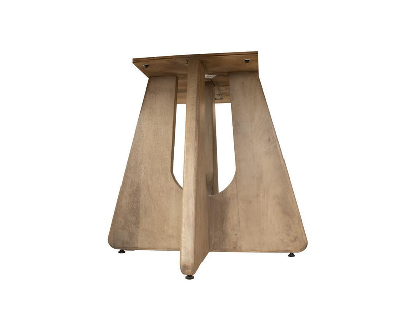 Natural Parota round dining table base from International Furniture Direct, showcasing sturdy wood craftsmanship and smooth finish.