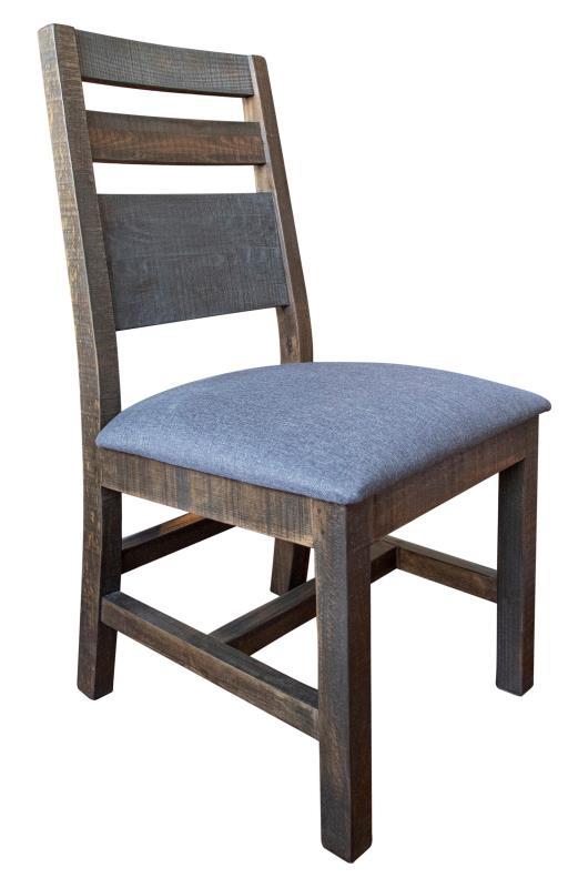 Antique gray solid wood chair with fabric seat and gray finish, crafted by International Furniture Direct.