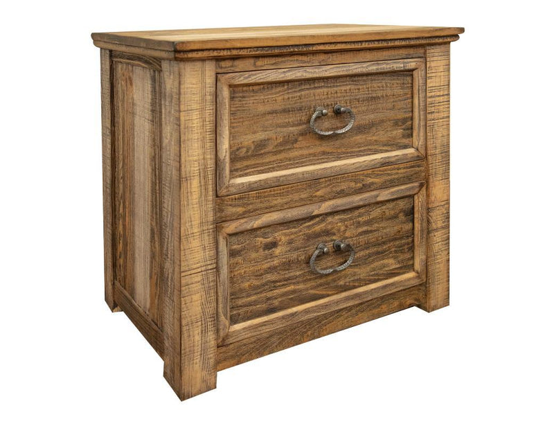 Montana 2-drawer nightstand by International Furniture Direct featuring a classic wooden design with dark finish and modern hardware.
