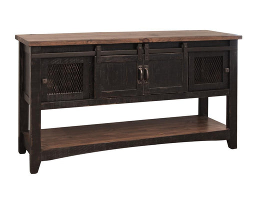 Pueblo Black 2 Sliding Doors console table with 2 mesh doors from International Furniture Direct, showcasing a stylish black finish and modern design.