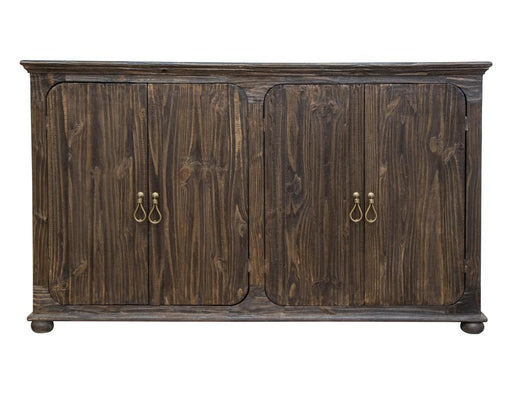 International Furniture Direct Alba 4-door console with two fixed shelves in a rich brown finish, showcasing a stylish storage piece.