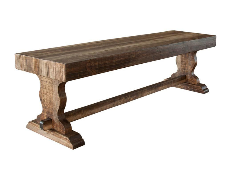 Solid wood bench by International Furniture Direct featuring a sturdy, natural finish and classic design.