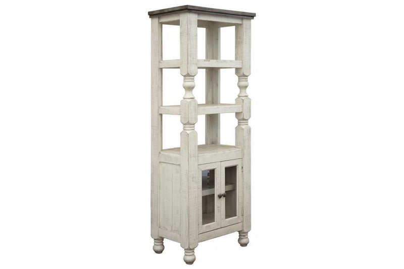 Stone two-door bookcase pier for wall unit by International Furniture Direct, featuring a sturdy wooden design with stone accents.