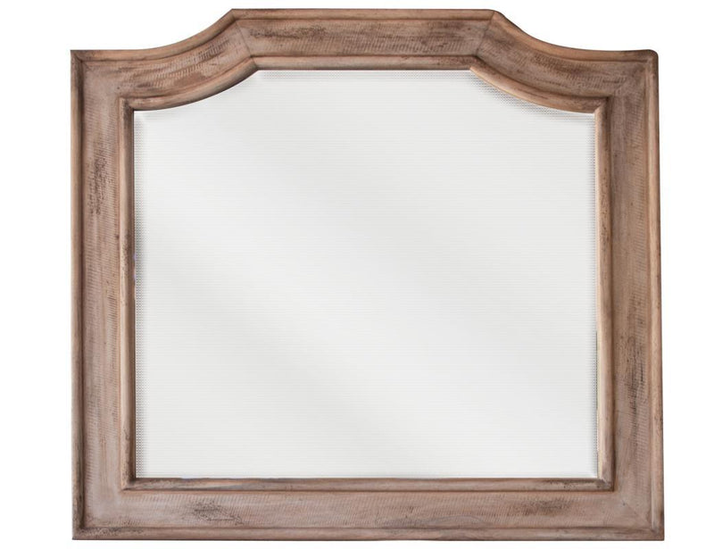 Aruba Natural Mirror by International Furniture Direct showing a sleek, round mirror with a natural wood finish.
