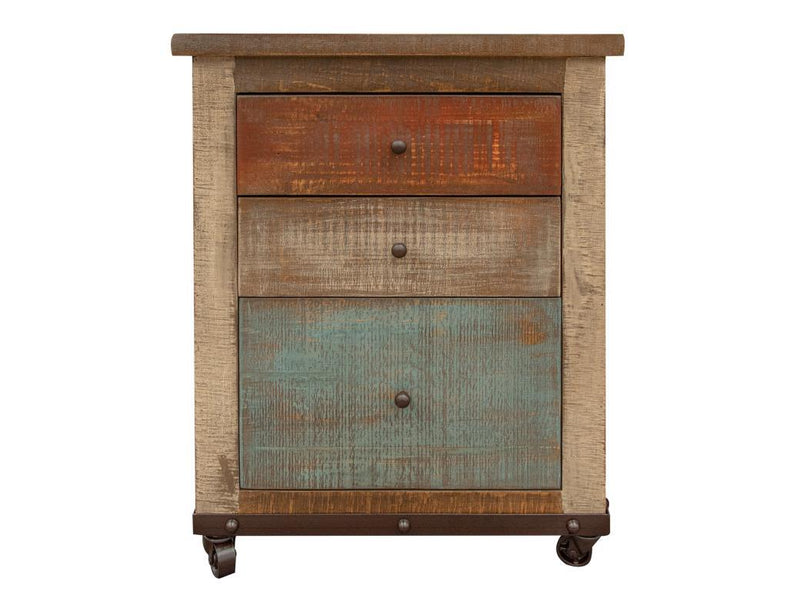Antique multicolor International Furniture Direct cabinet file with three drawers, designed for letter and legal size documents.