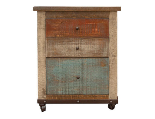 Antique multicolor International Furniture Direct cabinet file with three drawers, designed for letter and legal size documents.