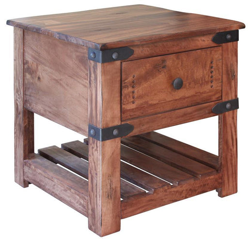Parota II end table with one drawer by International Furniture Direct, featuring a wooden surface and classic design.
