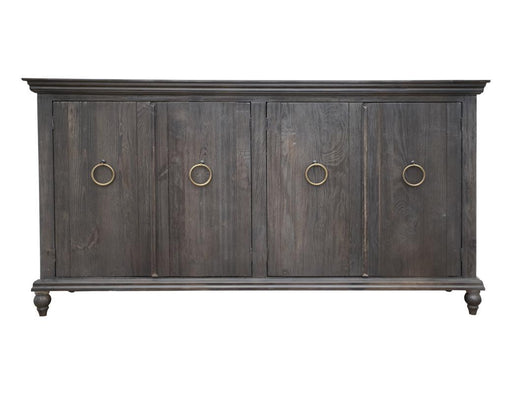 Charcoal finish Capri console with four doors from International Furniture Direct, showcasing a stylish and functional living room storage piece.