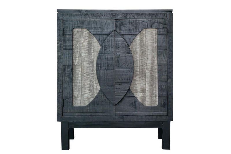 International Furniture Direct Cosalá 2-door buffet with black finish, showcasing sleek storage with modern design and textured surface.