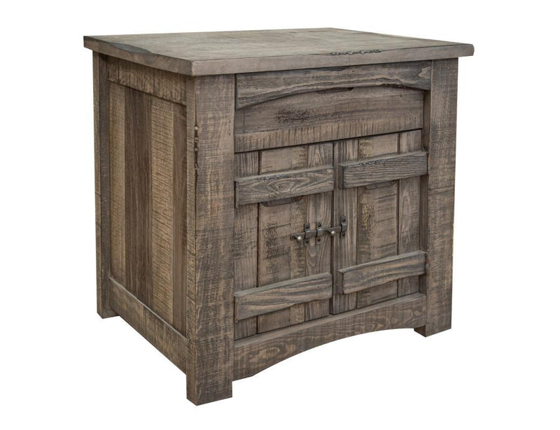San Antonio nightstand by International Furniture Direct with one drawer and two doors, featuring a rustic wood finish.
