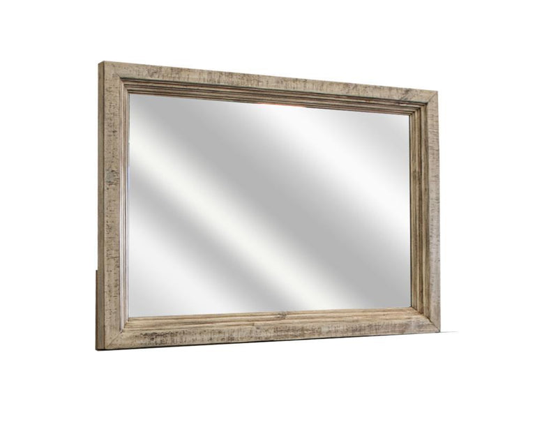 Natural stone mirror by International Furniture Direct showing a sleek, rectangular mirror with a stone frame on a clean surface.