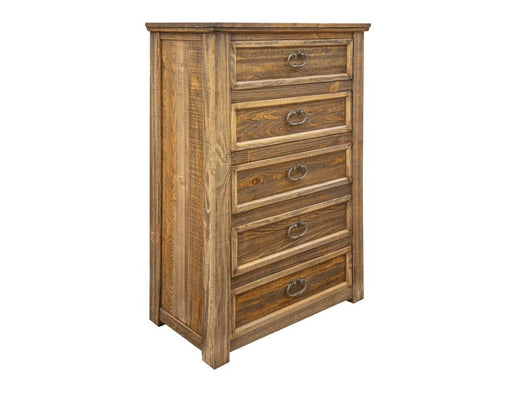 International Furniture Direct Montana 5 Drawer Chest showing a stylish wooden storage unit with five spacious drawers.