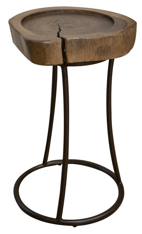 Vivo Martini end table with iron base by International Furniture Direct, featuring a sleek tabletop and modern industrial design.